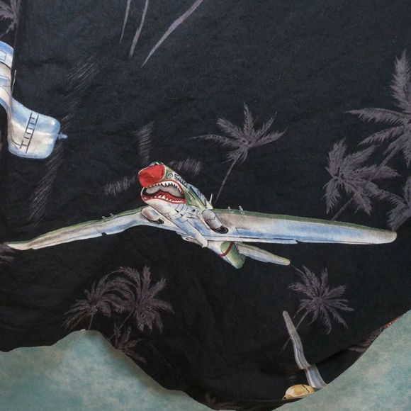 High Seas Trading Co. Airplanes & Palm Trees Button Up Men's Shirt, Size Small - Picture 5 of 6